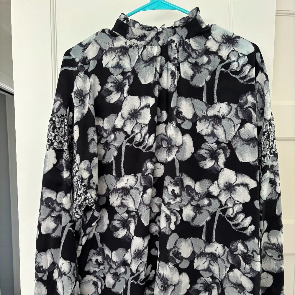 No. 6 Black and grey silk floral blouse size 3